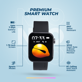 Kora Neo 1.78'' AMOLED Premium Smart Watch with BT Calling, Auto sports detection, LIVE Weather Updates & Health Monitor