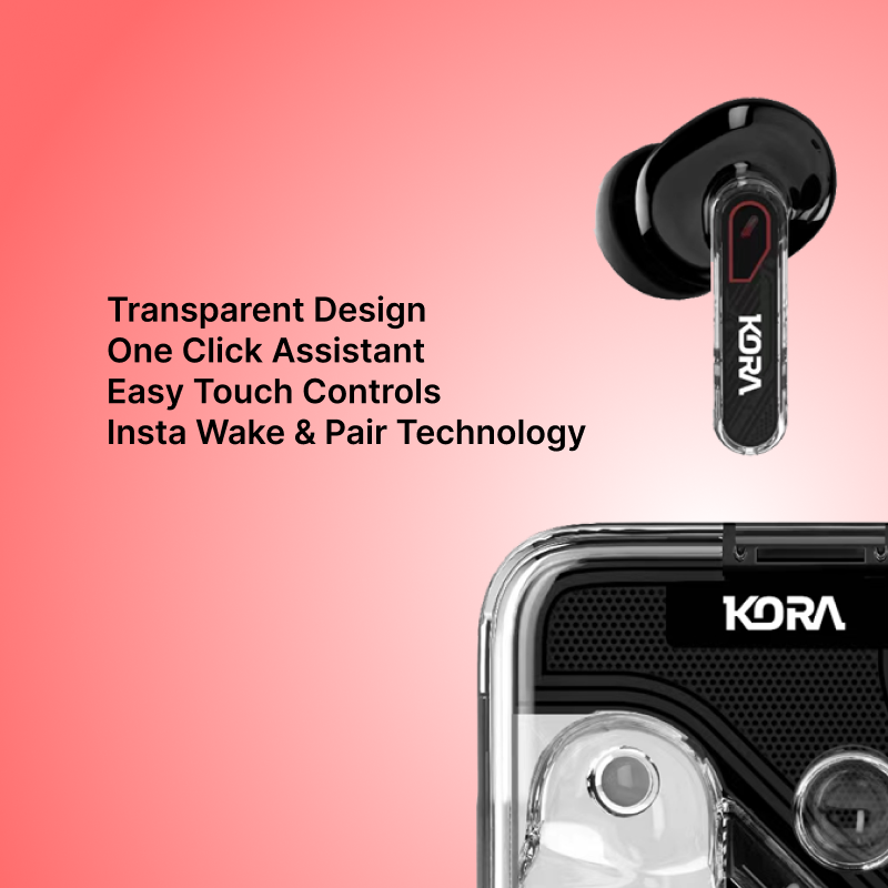 Kora Zenpods Wireless Earbuds with ENC, 10mm drivers, 40 Hours Playback, Type C Fast Charging, Waterproof